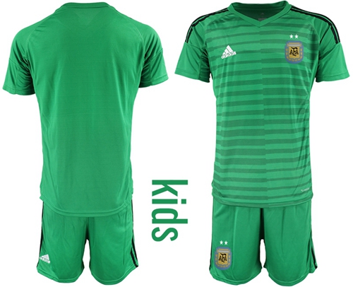 Argentina Blank Green Goalkeeper Kid Soccer Country Jersey